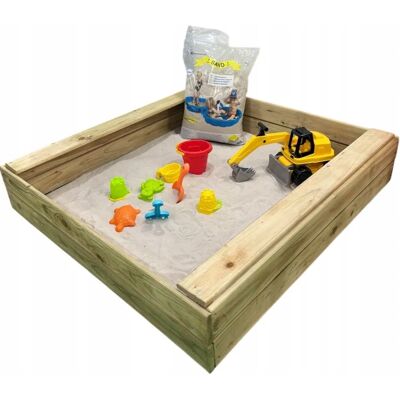 Paradiso Toys Piaskownica Drewniana Ogrodowa Ławeczki Solidna 100x100x21cm Paradiso Toys Piaskownica Drewniana Ogrodowa Ławeczki Solidna 100x100x21cm