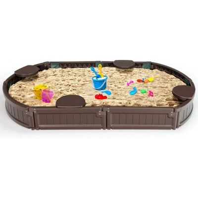 COSTWAY Piaskownica Z Siedziskami Dla Dzieci 183 X 105 X 21 Cm COSTWAY Piaskownica Z Siedziskami Dla Dzieci 183 X 105 X 21 Cm