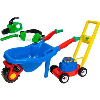 HEMAR Piła Łańcuchowa + Niebieska Duża Taczka Ogrodowa 74 Cm +kosiarka Z Terkotką HEMAR Piła Łańcuchowa + Niebieska Duża Taczka Ogrodowa 74 Cm +kosiarka Z Terkotką