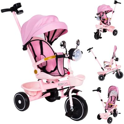 Ecotoys Rowerek Trójkołowy Dla Dzieci Obracany 360 Pchacz Spacerówka Różowy Ecotoys Rowerek Trójkołowy Dla Dzieci Obracany 360 Pchacz Spacerówka Różowy