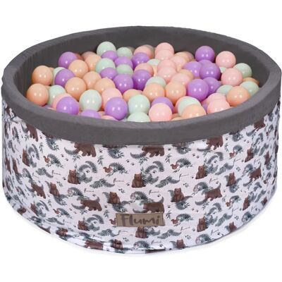 Flumi Suchy Basen Z Piłeczkami 90x40 Cm 200 Piłek Kulek W Zestawie, Biały W Niedźwiadki Flumi Suchy Basen Z Piłeczkami 90x40 Cm 200 Piłek Kulek W Zestawie, Biały W Niedźwiadki