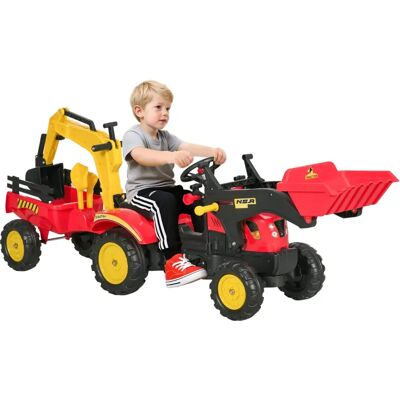 Traktor Na Pedały Homcom Z Przyczepą, Ładowarką Czołową, Regulowaną Łopatą, Pojazd Na Pedały Dla Dzieci Od 3 Lat, Czerwony Traktor Na Pedały Homcom Z Przyczepą, Ładowarką Czołową, Regulowaną Łopatą, Pojazd Na Pedały Dla Dzieci Od 3 Lat, Czerwony