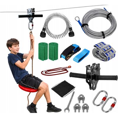 Inny producent Tyrolka Dla Dzieci Zjazd Linowy Solidna Zestaw Zabezpieczajacy 120kg 30m Inny producent Tyrolka Dla Dzieci Zjazd Linowy Solidna Zestaw Zabezpieczajacy 120kg 30m