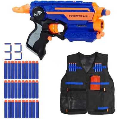 Zestaw Pistolet Nerf N-Strike Elite Firestrike 53378 + Kamizelka + 30 Strzałek Zestaw Pistolet Nerf N-Strike Elite Firestrike 53378 + Kamizelka + 30 Strzałek
