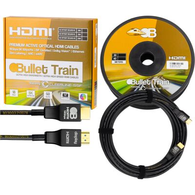 AVPro Edge Bullet Train 30m kabel HDMI 2.0 4K 5K 18Gbps 60 fps/hz AOC ARC Zero Latency ISF SSF CL2 CL3 AVPro Edge Bullet Train 30m kabel HDMI 2.0 4K 5K 18Gbps 60 fps/hz AOC ARC Zero Latency ISF SSF CL2 CL3