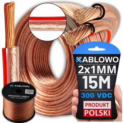 Roter KABEL GŁOŚNIKOWY DWUŻYŁOWY PRZEZROCZYSTY CU 2x1MM KABLOWO 15M Roter KABEL GŁOŚNIKOWY DWUŻYŁOWY PRZEZROCZYSTY CU 2x1MM KABLOWO 15M