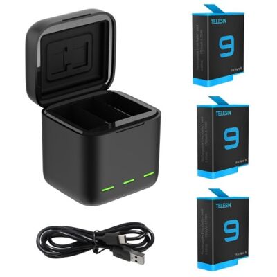 Inny producent Ładowarka trójkanałowa box Telesin dla GoPro Hero 9 / Hero 10 + 3 baterie (GP-BNC-902) Inny producent Ładowarka trójkanałowa box Telesin dla GoPro Hero 9 / Hero 10 + 3 baterie (GP-BNC-902)