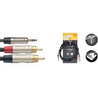 PRZEWÓD AUDIO STAGG NYC1.5 MPS2CMR 1.5M MINI JACK MĘSKA 2 X RCA MĘSKA PRZEWÓD AUDIO STAGG NYC1.5 MPS2CMR 1.5M MINI JACK MĘSKA 2 X RCA MĘSKA