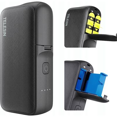 Inny producent Ładowarka Telesin Ładowarka Z Powerbankiem Do Gopro H9/h10/h11/h12 Inny producent Ładowarka Telesin Ładowarka Z Powerbankiem Do Gopro H9/h10/h11/h12