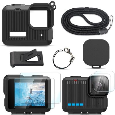 Zamiennik/inny Silikonowe Etui Ochronne Do Gopro Hero 4k Z Foliami I Smyczą Zamiennik/inny Silikonowe Etui Ochronne Do Gopro Hero 4k Z Foliami I Smyczą