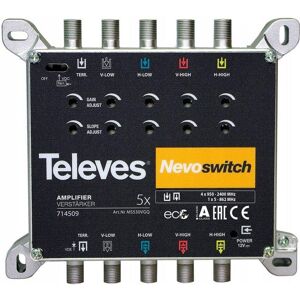 Wzmacniacz Sygnału Multiswitch 5x5 5/ 5 TV SAT DVB-T2 Televes 714509 Wzmacniacz Sygnału Multiswitch 5x5 5/ 5 TV SAT DVB-T2 Televes 714509