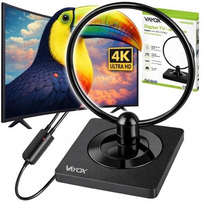 ANTENA DOOKÓLNA POKOJOWA DVB-T2 AKTYWNA TV NAZIEMNEJ LTE HD 4K MUX8 VAYOX ANTENA DOOKÓLNA POKOJOWA DVB-T2 AKTYWNA TV NAZIEMNEJ LTE HD 4K MUX8 VAYOX