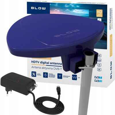 Blow ANTENA ZEWNĘTRZNA AKTYWNA DVB-T2 HD TV 4K 8K MUX8 FILTR GSM UHF + ZASILACZ Blow ANTENA ZEWNĘTRZNA AKTYWNA DVB-T2 HD TV 4K 8K MUX8 FILTR GSM UHF + ZASILACZ