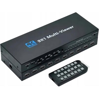 PAWONIK DZIELNIK OBRAZU HDMI 9x1 MULTI VIEWER PRZEŁĄCZNIK 9x1 Rozdzielacz 4K PILOT PAWONIK DZIELNIK OBRAZU HDMI 9x1 MULTI VIEWER PRZEŁĄCZNIK 9x1 Rozdzielacz 4K PILOT