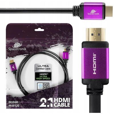 Spacetronik Kabel HDMI 5m 2.1 UHD 8K HDR PS4 PS5 XBOX SWITCH Telewizora Konsoli PSP Spacetronik Kabel HDMI 5m 2.1 UHD 8K HDR PS4 PS5 XBOX SWITCH Telewizora Konsoli PSP