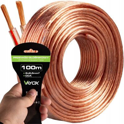 Kabel Przewód Głośnikowy Dwużyłowy Profesjonalny Audio 2X2,5Mm 100M Vayox Kabel Przewód Głośnikowy Dwużyłowy Profesjonalny Audio 2X2,5Mm 100M Vayox