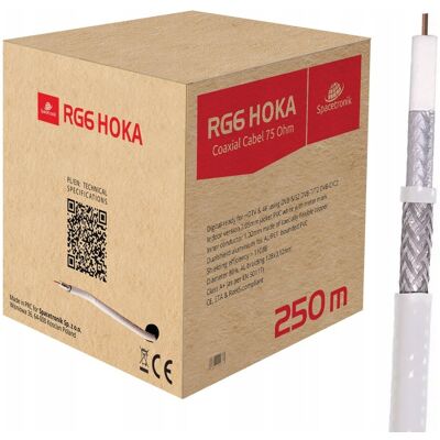 Kabel RG6 Przewód koncentryczny Spacetronik HOKA 4K 102 CU Dualshield 250m Kabel RG6 Przewód koncentryczny Spacetronik HOKA 4K 102 CU Dualshield 250m
