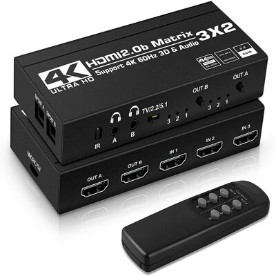 Konwerter adapter Matrix HDMI 3/2 Spacetronik SPH-M322 4K@60Hz Splitter Konwerter adapter Matrix HDMI 3/2 Spacetronik SPH-M322 4K@60Hz Splitter