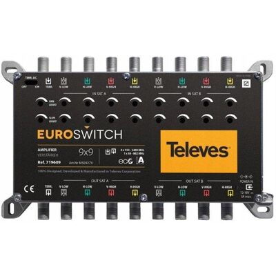 Wzmacniacz Sygnału Multiswitch 9x9 9/ 9 TV SAT DVB-T2 Televes 719609 Wzmacniacz Sygnału Multiswitch 9x9 9/ 9 TV SAT DVB-T2 Televes 719609
