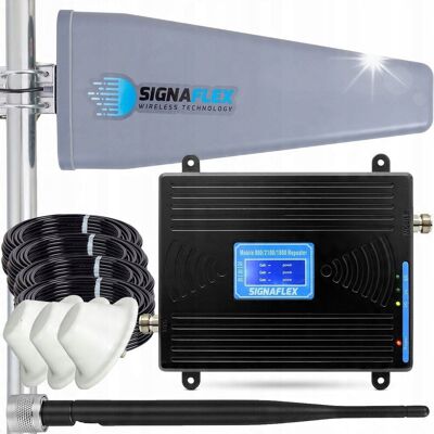 Inny producent ZESTAW WZMACNIACZ SYGNAŁU TELEFONU GSM INTERNETU 3G 4G LTE + 4 ANTENY 10m Inny producent ZESTAW WZMACNIACZ SYGNAŁU TELEFONU GSM INTERNETU 3G 4G LTE + 4 ANTENY 10m