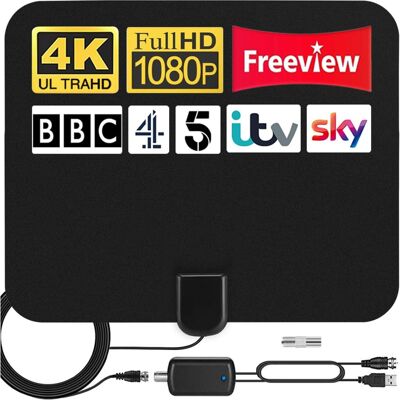 Pozostałe marki Antena Telewizyjna Wewnętrzna Wzmacniana 350+ Mil Hd 4k Freeview Z Kablem Pozostałe marki Antena Telewizyjna Wewnętrzna Wzmacniana 350+ Mil Hd 4k Freeview Z Kablem