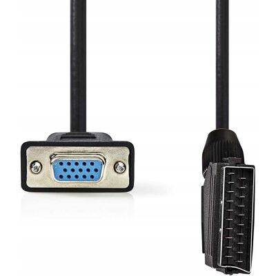 Nedis Kabel Scart - Gniazdo Vga 2 M Niklowany Czarny Do Telewizora Nedis Kabel Scart - Gniazdo Vga 2 M Niklowany Czarny Do Telewizora