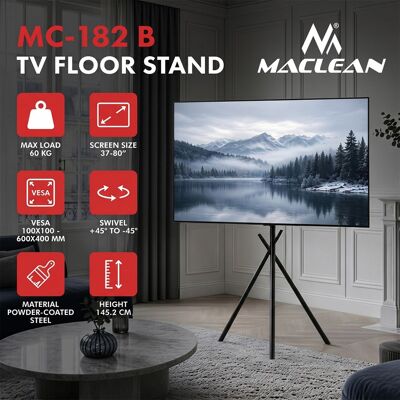 MACLEAN UCHWYT / STOJAK PODŁOGOWY DO TV, 37-80', MAX. VESA 600X400, MAX. 60KG, MC-182 B MC-182 B MACLEAN UCHWYT / STOJAK PODŁOGOWY DO TV, 37-80', MAX. VESA 600X400, MAX. 60KG, MC-182 B MC-182 B
