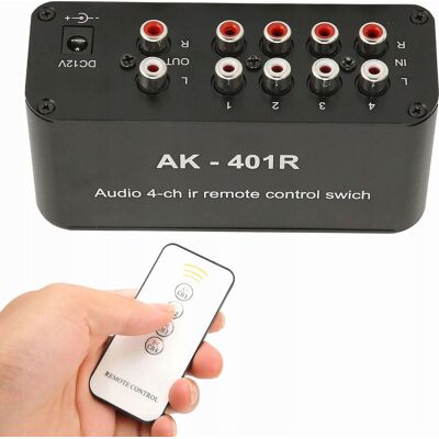 Inny producent Przełącznik Audio Wideo 4-Kierunkowy 4w1 Stereo Pilot Wybór Źródła Inny producent Przełącznik Audio Wideo 4-Kierunkowy 4w1 Stereo Pilot Wybór Źródła