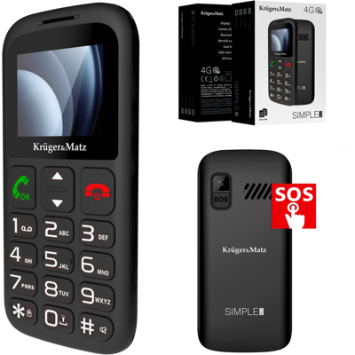 Krüger&Matz Telefon GSM dla seniora Kruger&Matz; radio SOS dyktafon 48/128 Simple 923 4G Krüger&Matz Telefon GSM dla seniora Kruger&Matz; radio SOS dyktafon 48/128 Simple 923 4G
