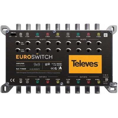 Wzmacniacz Sygnału Multiswitch 9x9 9/ 9 Tv Sat Dvb-T2 Televes 719609 Wzmacniacz Sygnału Multiswitch 9x9 9/ 9 Tv Sat Dvb-T2 Televes 719609