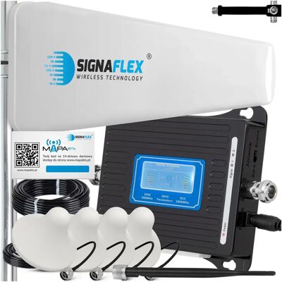 Signaflex Zestaw Wzmacniacz Sygnału Telefonu Internetu Komórkowego 4g Lte Gsm/dcs Lcd3000 + T1 20dbi 10m + 4x Grzybek + Bat Signaflex Zestaw Wzmacniacz Sygnału Telefonu Internetu Komórkowego 4g Lte Gsm/dcs Lcd3000 + T1 20dbi 10m + 4x Grzybek + Bat
