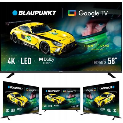 Telewizor 58' Smart TV LED Blaupunkt Google TV 4K HDR Bluetooth BEZRAMKOWY Telewizor 58' Smart TV LED Blaupunkt Google TV 4K HDR Bluetooth BEZRAMKOWY