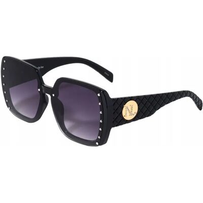 Eleganckie Okulary Przeciwsłoneczne Wysadzane Ćwiekami Nicole Lee Czarne Eleganckie Okulary Przeciwsłoneczne Wysadzane Ćwiekami Nicole Lee Czarne