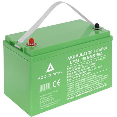 AZO Digital Akumulator LiFePO4 LP24-50 50Ah 24V 50A Bluetooth mata grzewcza AZO Digital Akumulator LiFePO4 LP24-50 50Ah 24V 50A Bluetooth mata grzewcza