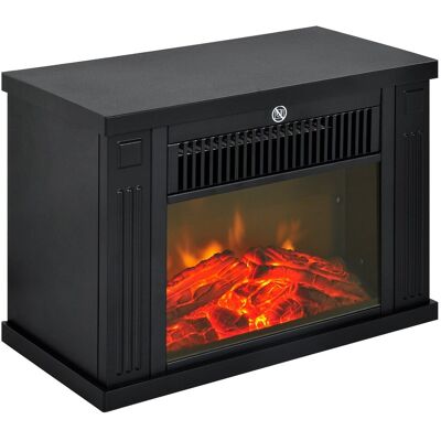 Kominek elektryczny HOMCOM z grzałką, kominek elektryczny z efektem płomienia LED, kominek dekoracyjny 600/1200 W, piec kominkowy elektryczny, czarny Kominek elektryczny HOMCOM z grzałką, kominek elektryczny z efektem płomienia LED, kominek dekoracyjny 600/1200 W, piec kominkowy elektryczny, czarny