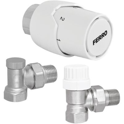 Ferro Komplet termostatyczny kątowy 1/2' Ferro Komplet termostatyczny kątowy 1/2'