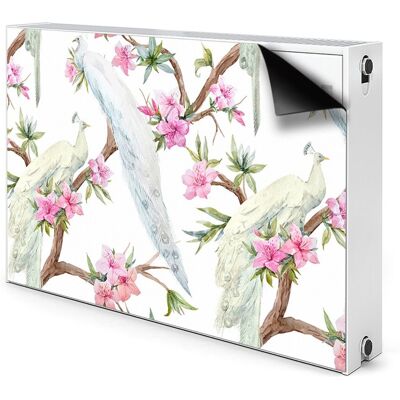 Magnetyczna osłona na grzejnik Białe pawie 90x60, Bluedecor Magnetyczna osłona na grzejnik Białe pawie 90x60, Bluedecor