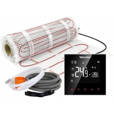 Mata grzewcza grzejna pod płytki 4m² 170W/m² Wi-Fi zestaw czarny regulator Warmtec DS2-40/SRT20W Mata grzewcza grzejna pod płytki 4m² 170W/m² Wi-Fi zestaw czarny regulator Warmtec DS2-40/SRT20W