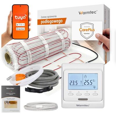 Mata grzewcza grzejna pod płytki 3m² 170W/m² zestaw regulator biały Warmtec DS2-30/T510 Mata grzewcza grzejna pod płytki 3m² 170W/m² zestaw regulator biały Warmtec DS2-30/T510