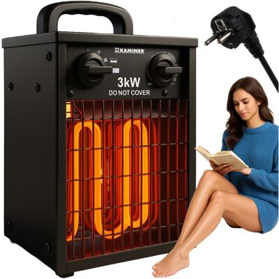 Iso Trade Nagrzewnica Elektryczna 3000W, Kaminer, Farelka z Termostatem Iso Trade Nagrzewnica Elektryczna 3000W, Kaminer, Farelka z Termostatem