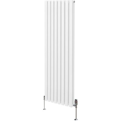 MonsterShop Biały Owalny Słupowy Grzejnik & Zestaw Zaworów Termostatycznych - 1600mm x 480mm MonsterShop Biały Owalny Słupowy Grzejnik & Zestaw Zaworów Termostatycznych - 1600mm x 480mm
