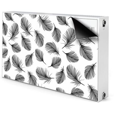 Ozdobna mata na grzejnik Pióra Czarno-białe 100x60, Bluedecor Ozdobna mata na grzejnik Pióra Czarno-białe 100x60, Bluedecor