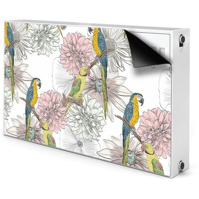 Ozdobna osłona na grzejnik Papuga i kwiaty 100x60, Bluedecor Ozdobna osłona na grzejnik Papuga i kwiaty 100x60, Bluedecor