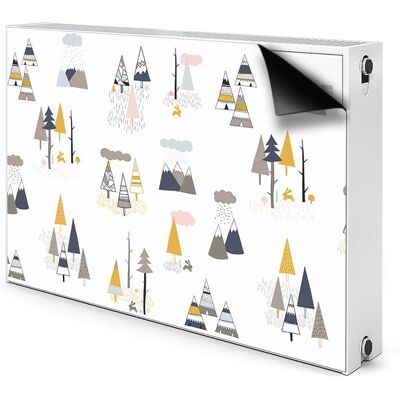 Ozdobna osłona na grzejnik Rysowane drzewa 90x60, Bluedecor Ozdobna osłona na grzejnik Rysowane drzewa 90x60, Bluedecor