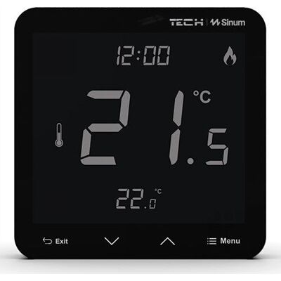 Przewodowy Regulator Pokojowy Sinum Czarny R-S3 Tech Sterowniki Przewodowy Regulator Pokojowy Sinum Czarny R-S3 Tech Sterowniki