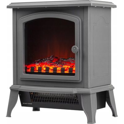 Inny producent Stylowy Kominek Grzejnik Elektryczny LIVIVO Sztuczny płomień 1800W szary Inny producent Stylowy Kominek Grzejnik Elektryczny LIVIVO Sztuczny płomień 1800W szary