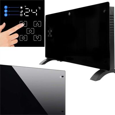 Rabino SZKLANY CZARNY GRZEJNIK ELEKTRYCZNY KONWEKTOROWY NA WiFi 80cm + Pilot XXL Rabino SZKLANY CZARNY GRZEJNIK ELEKTRYCZNY KONWEKTOROWY NA WiFi 80cm + Pilot XXL