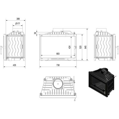 Kratki Wkład Kominkowy Wiktor 14Kw Deco Z Wylotem Spalin Fi 180 Kratki Wkład Kominkowy Wiktor 14Kw Deco Z Wylotem Spalin Fi 180