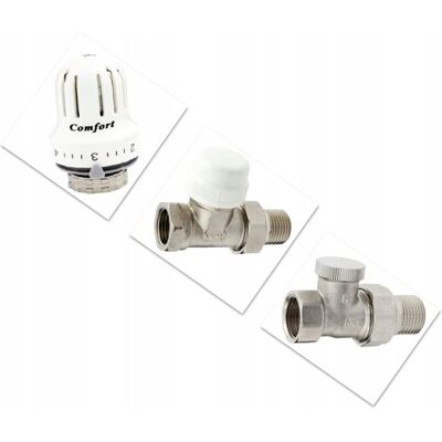 Hydroland Zestaw Termostatyczny Comfort Prosty Głowica do Grzejnika Biała M30 X 1,5 Hydroland Zestaw Termostatyczny Comfort Prosty Głowica do Grzejnika Biała M30 X 1,5