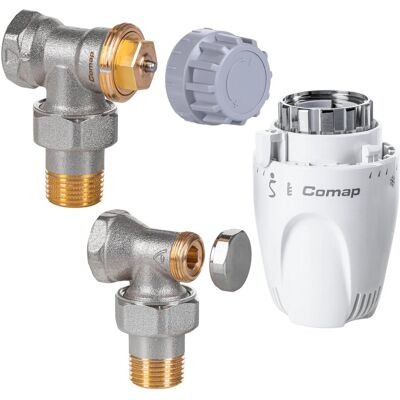 HONEYWELL Zestaw termostatyczny kątowy DN15:zawór termostatyczny + głowica W5 + zawór HONEYWELL Zestaw termostatyczny kątowy DN15:zawór termostatyczny + głowica W5 + zawór